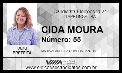 Candidato CIDA MOURA 2024 - ITAPETINGA - Eleições