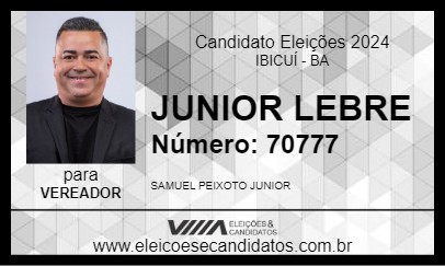 Candidato JUNIOR LEBRE 2024 - IBICUÍ - Eleições