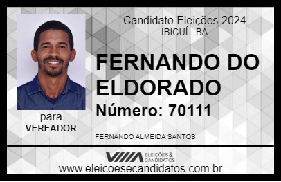 Candidato FERNANDO DO ELDORADO 2024 - IBICUÍ - Eleições