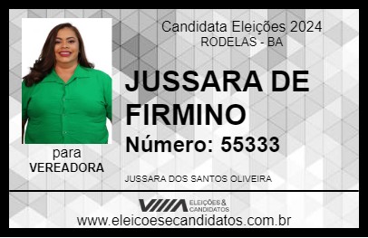 Candidato JUSSARA DE FIRMINO 2024 - RODELAS - Eleições