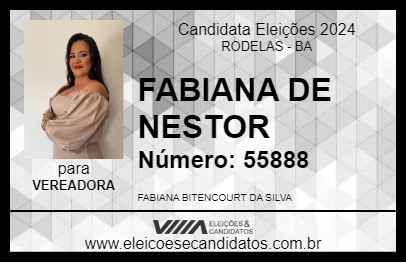 Candidato FABIANA DE NESTOR 2024 - RODELAS - Eleições