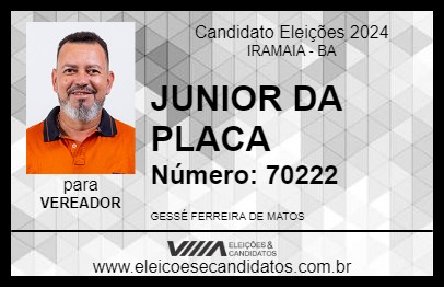 Candidato JUNIOR DA PLACA 2024 - IRAMAIA - Eleições