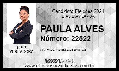 Candidato PAULA ALVES 2024 - DIAS D\ÁVILA - Eleições