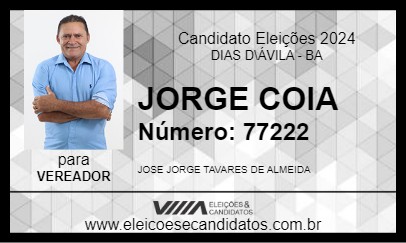 Candidato JORGE COIA 2024 - DIAS D\ÁVILA - Eleições