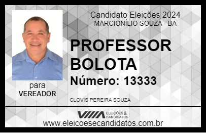 Candidato PROFESSOR BOLOTA 2024 - MARCIONÍLIO SOUZA - Eleições