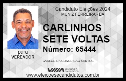 Candidato CARLINHOS SETE VOLTAS 2024 - MUNIZ FERREIRA - Eleições