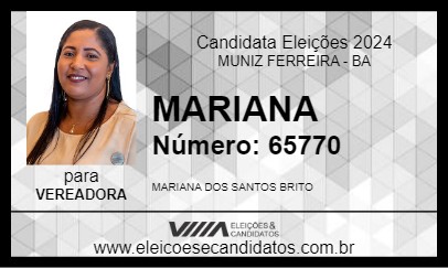 Candidato MARIANA 2024 - MUNIZ FERREIRA - Eleições