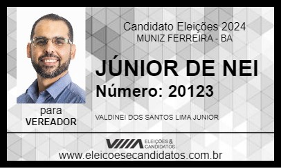 Candidato JÚNIOR DE NEI 2024 - MUNIZ FERREIRA - Eleições