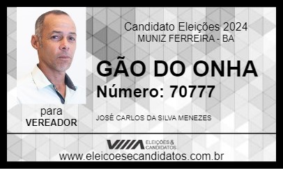 Candidato GÃO DO ONHA 2024 - MUNIZ FERREIRA - Eleições