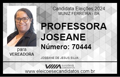 Candidato PROFESSORA JOSEANE 2024 - MUNIZ FERREIRA - Eleições