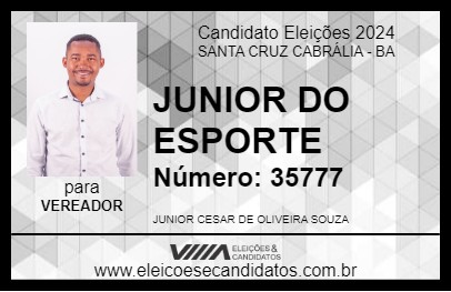 Candidato JUNIOR DO ESPORTE 2024 - SANTA CRUZ CABRÁLIA - Eleições