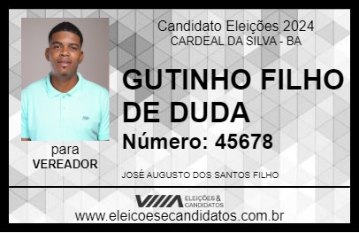 Candidato GUTINHO FILHO DE DUDA 2024 - CARDEAL DA SILVA - Eleições