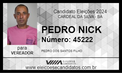 Candidato PEDRO NICK 2024 - CARDEAL DA SILVA - Eleições