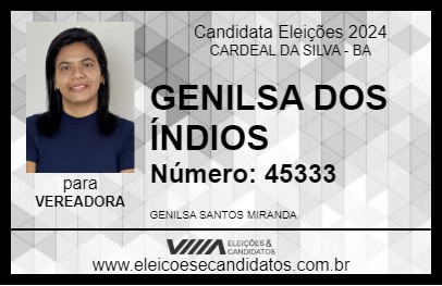 Candidato GENILSA DOS ÍNDIOS 2024 - CARDEAL DA SILVA - Eleições