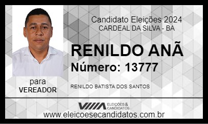 Candidato RENILDO ANÃ 2024 - CARDEAL DA SILVA - Eleições