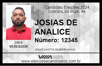 Candidato JOSIAS DE ANALICE 2024 - CARDEAL DA SILVA - Eleições