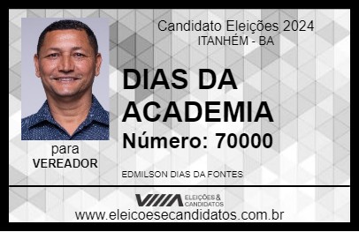 Candidato DIAS DA ACADEMIA 2024 - ITANHÉM - Eleições