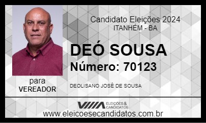 Candidato DEÓ SOUSA 2024 - ITANHÉM - Eleições