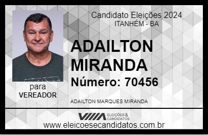 Candidato ADAILTON MIRANDA 2024 - ITANHÉM - Eleições