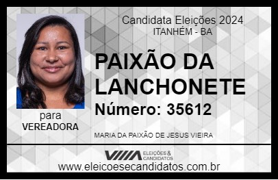 Candidato PAIXÃO DA LANCHONETE 2024 - ITANHÉM - Eleições