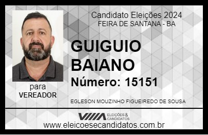 Candidato GUIGUIO BAIANO 2024 - FEIRA DE SANTANA - Eleições