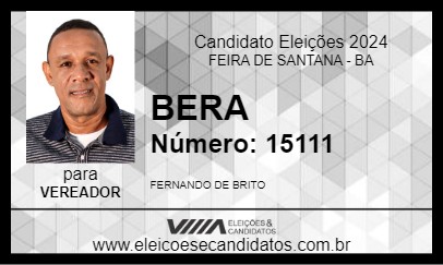 Candidato BERA 2024 - FEIRA DE SANTANA - Eleições