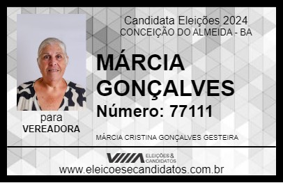 Candidato MÁRCIA GONÇALVES 2024 - CONCEIÇÃO DO ALMEIDA - Eleições