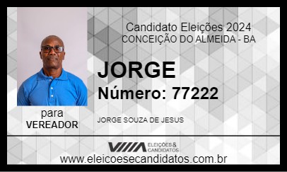 Candidato JORGE 2024 - CONCEIÇÃO DO ALMEIDA - Eleições