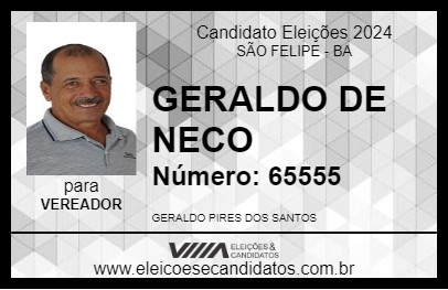 Candidato GERALDO DE NECO 2024 - SÃO FELIPE - Eleições