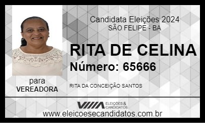 Candidato RITA DE CELINA 2024 - SÃO FELIPE - Eleições