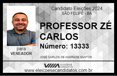 Candidato PROFESSOR ZÉ CARLOS 2024 - SÃO FELIPE - Eleições