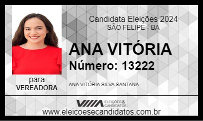 Candidato ANA VITÓRIA 2024 - SÃO FELIPE - Eleições