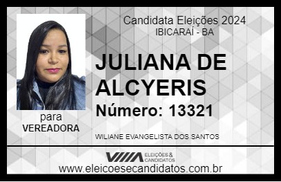 Candidato WILIANE DE ALCYERIS 2024 - IBICARAÍ - Eleições