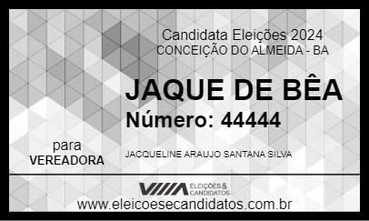 Candidato JAQUE DE BÊA 2024 - CONCEIÇÃO DO ALMEIDA - Eleições