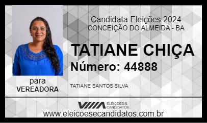 Candidato TATIANE CHIÇA 2024 - CONCEIÇÃO DO ALMEIDA - Eleições