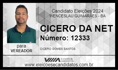 Candidato CICERO DA NET 2024 - WENCESLAU GUIMARÃES - Eleições