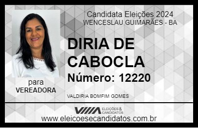 Candidato DIRIA DE CABOCLA 2024 - WENCESLAU GUIMARÃES - Eleições