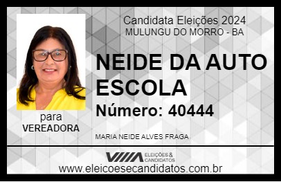 Candidato NEIDE DA AUTO ESCOLA 2024 - MULUNGU DO MORRO - Eleições