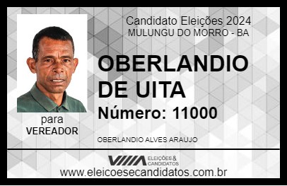 Candidato OBERLANDIO DE UITA 2024 - MULUNGU DO MORRO - Eleições