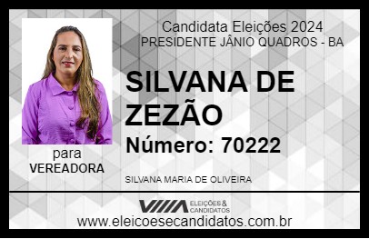 Candidato SILVANA DE ZEZÃO 2024 - PRESIDENTE JÂNIO QUADROS - Eleições