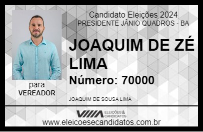 Candidato JOAQUIM DE ZÉ LIMA 2024 - PRESIDENTE JÂNIO QUADROS - Eleições