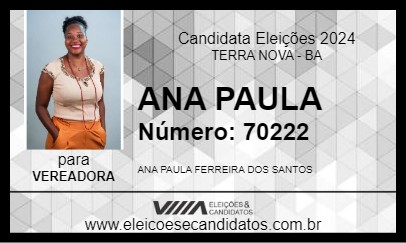 Candidato ANA PAULA 2024 - TERRA NOVA - Eleições