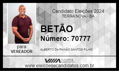 Candidato BETÃO 2024 - TERRA NOVA - Eleições