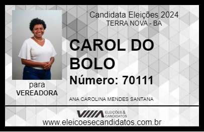 Candidato CAROL DO BOLO 2024 - TERRA NOVA - Eleições