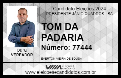 Candidato TOM DA PADARIA 2024 - PRESIDENTE JÂNIO QUADROS - Eleições