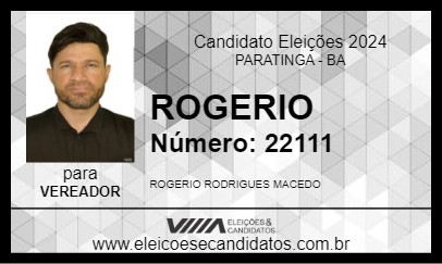 Candidato ROGERIO 2024 - PARATINGA - Eleições