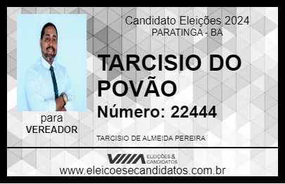 Candidato TARCISIO DO POVÃO 2024 - PARATINGA - Eleições