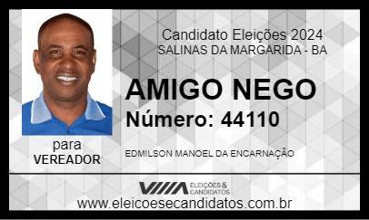 Candidato AMIGO NEGO 2024 - SALINAS DA MARGARIDA - Eleições