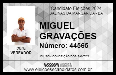 Candidato MIGUEL GRAVAÇÕES 2024 - SALINAS DA MARGARIDA - Eleições