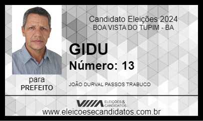 Candidato GIDU 2024 - BOA VISTA DO TUPIM - Eleições